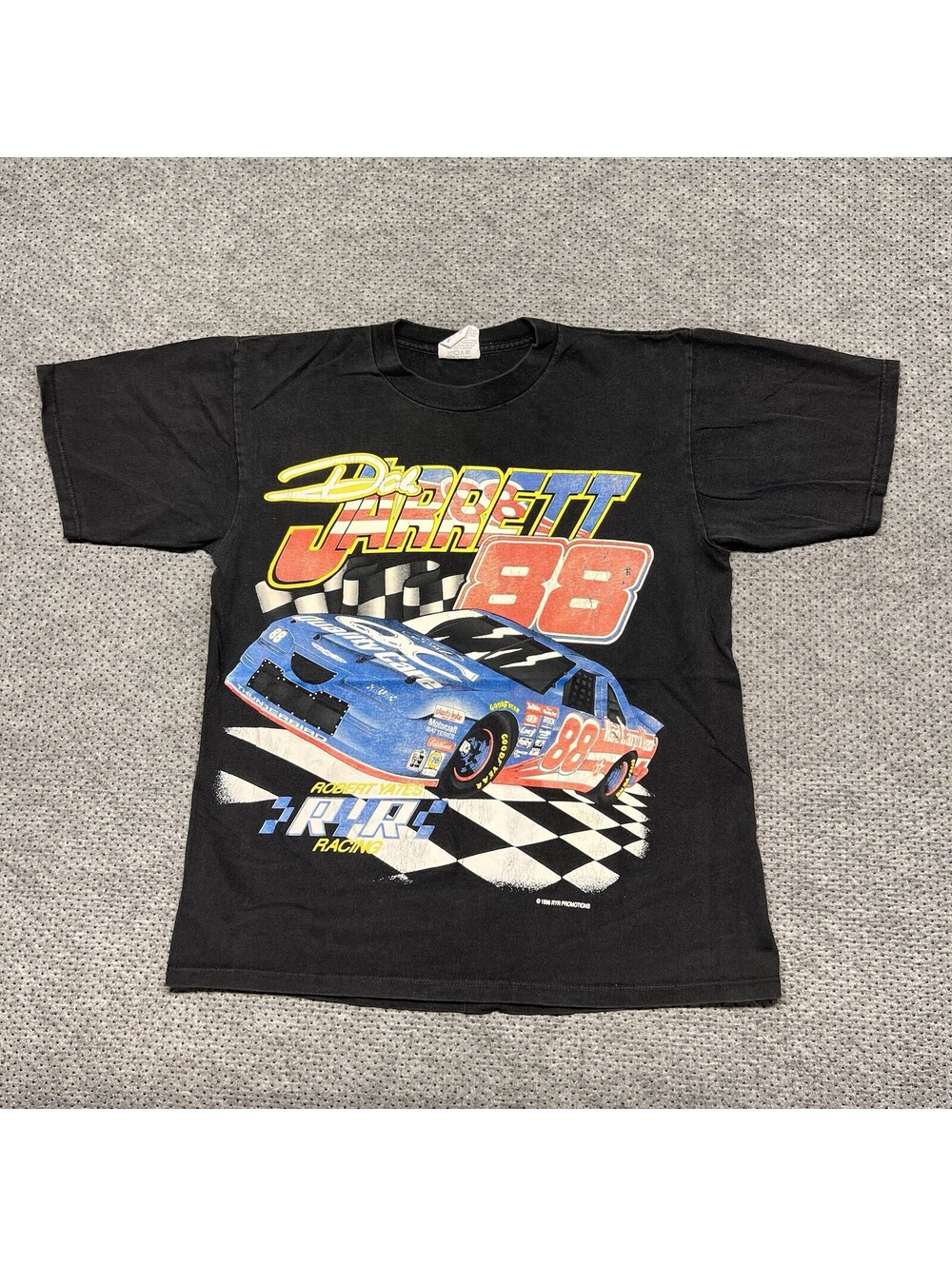 Vintage 1996 Dale Jarrett Nascar T-Shirt Medium Rare Ford Racing Men’s Black Usa
